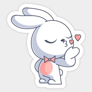 Cute bunny giving love kiss Sticker